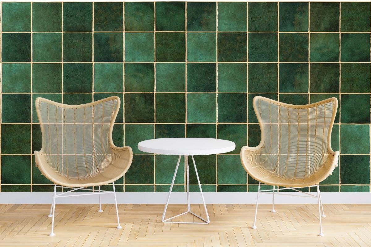 Green Ceramic Tile Wallpaper for Walls - Magic Decor